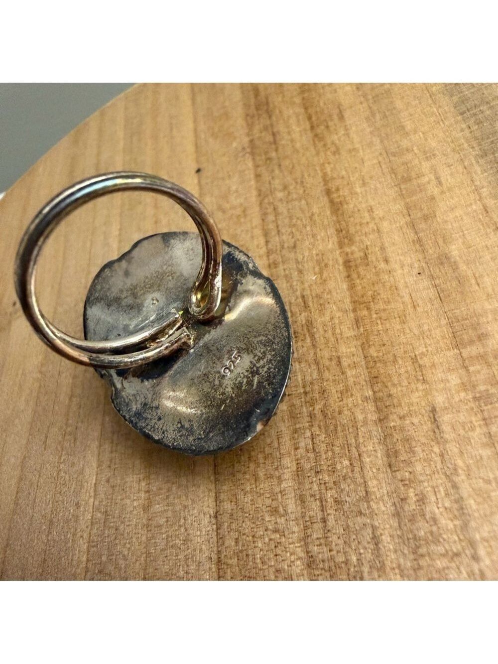 Sterling Silver Turquoise and Silver Druzy Statement Ring - Picture 5 of 5